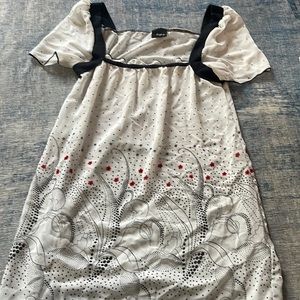 White black and red sheer top